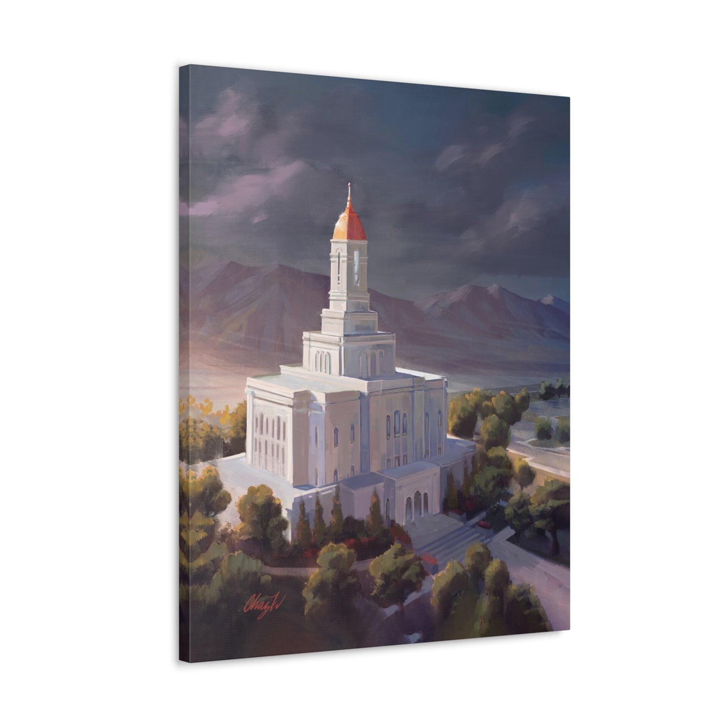 Canvas Gallery Wrap--Deseret Peak Temple--After the Storm, by Chaz Walgamott