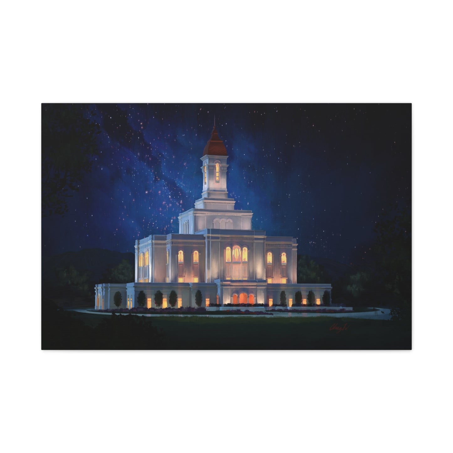 Canvas Gallery Wrap--Deseret Peak Temple--Night Sky, by Chaz Walgamott