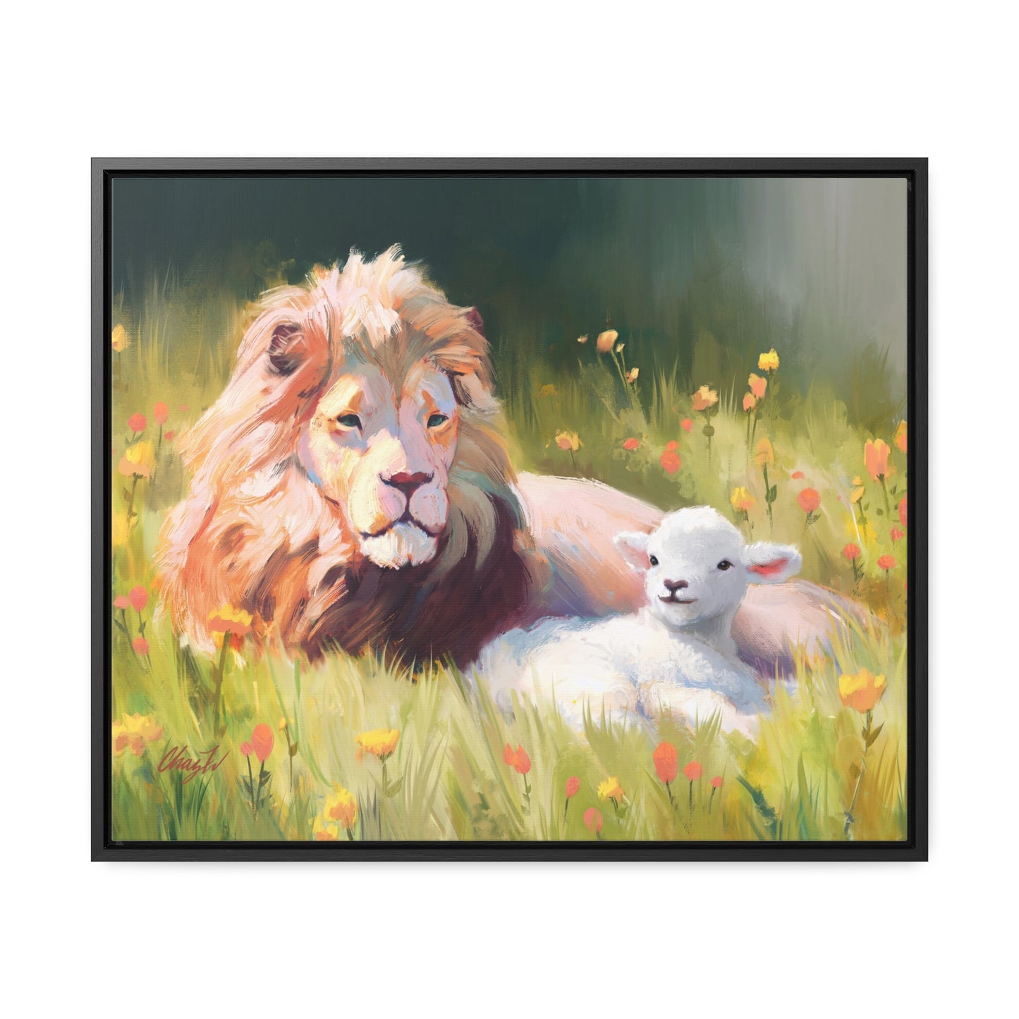 Stretched Canvas Print in Wood Frame--The Lamb and the Lion, by Chaz Walgamott