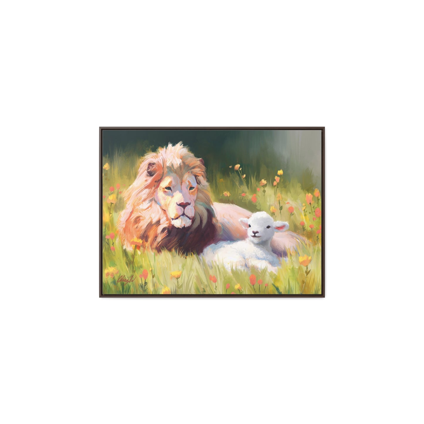 Stretched Canvas Print in Wood Frame--The Lamb and the Lion, by Chaz Walgamott