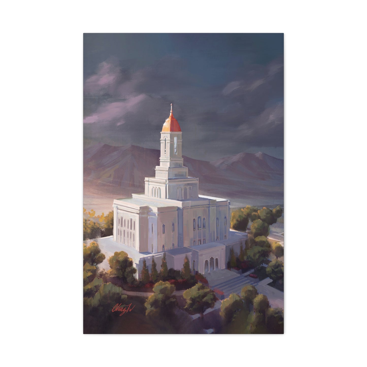 Canvas Gallery Wrap--Deseret Peak Temple--After the Storm, by Chaz Walgamott