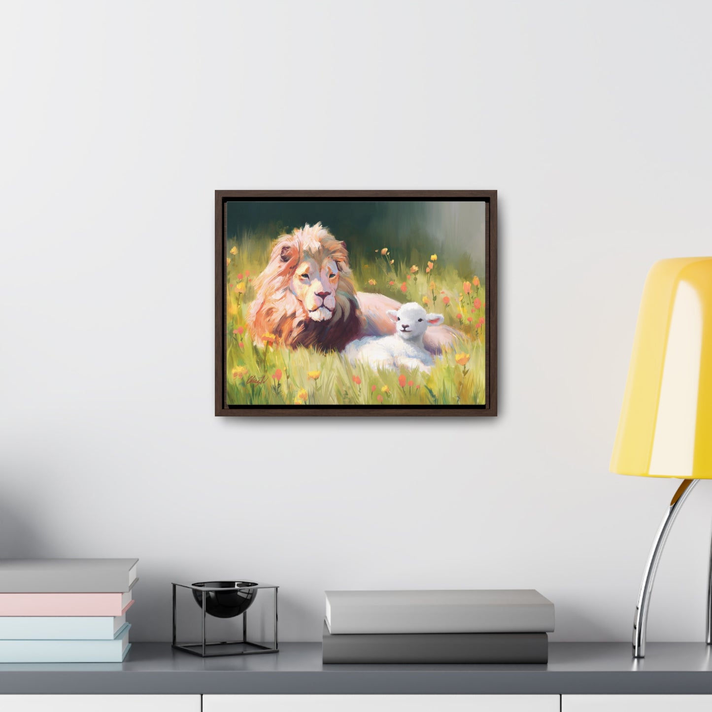 Stretched Canvas Print in Wood Frame--The Lamb and the Lion, by Chaz Walgamott