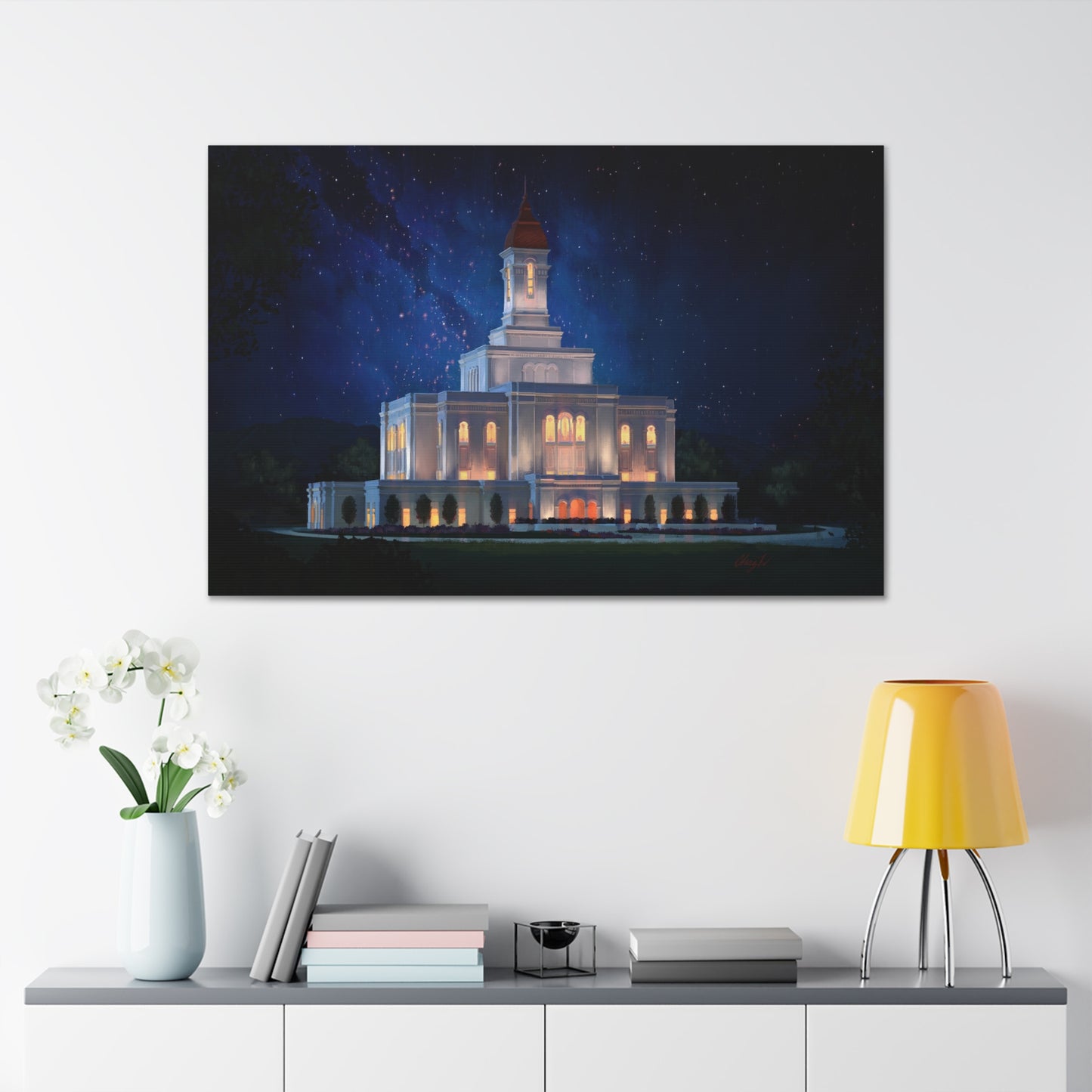 Canvas Gallery Wrap--Deseret Peak Temple--Night Sky, by Chaz Walgamott