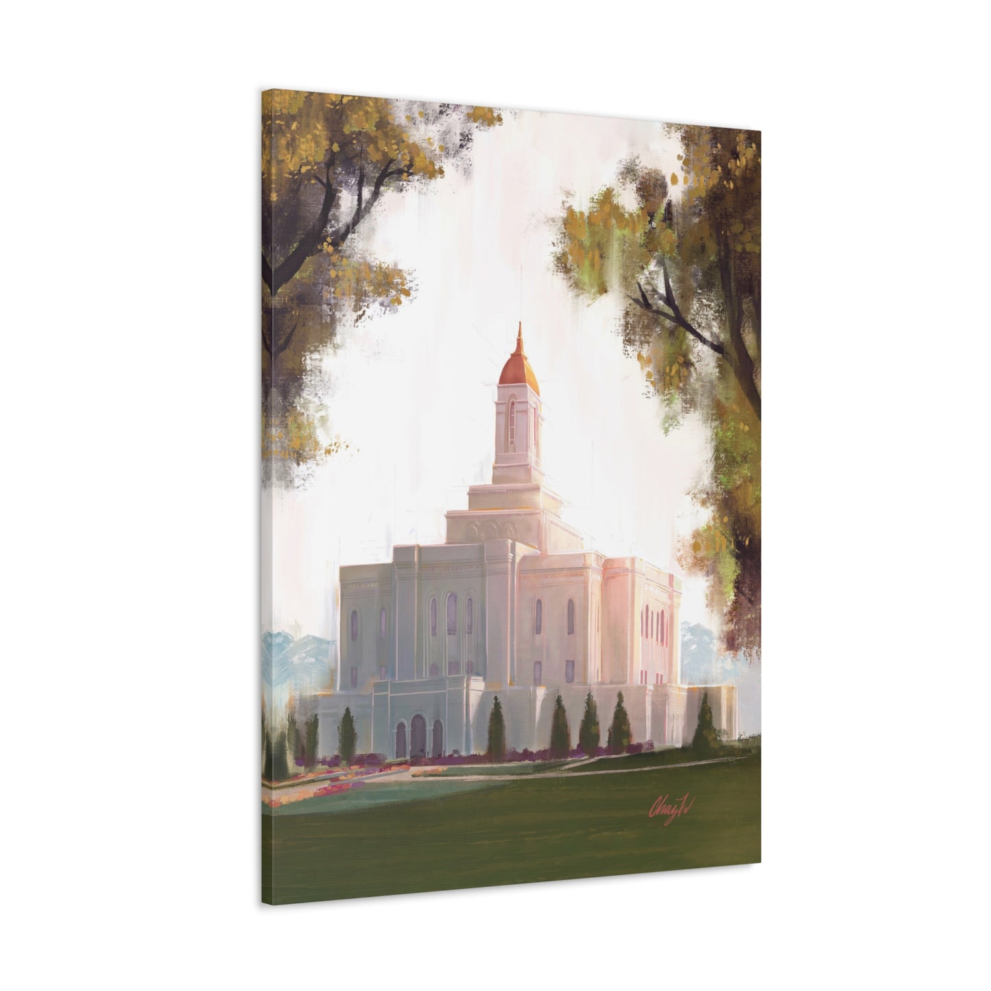 Canvas Gallery Wrap--Deseret Peak Temple--Golden, by Chaz Walgamott