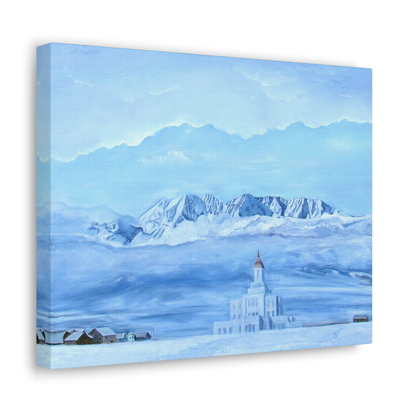 Canvas Gallery Wrap--Deseret Peak Temple--Hope in the Bleak of Winter, by Jane Autry