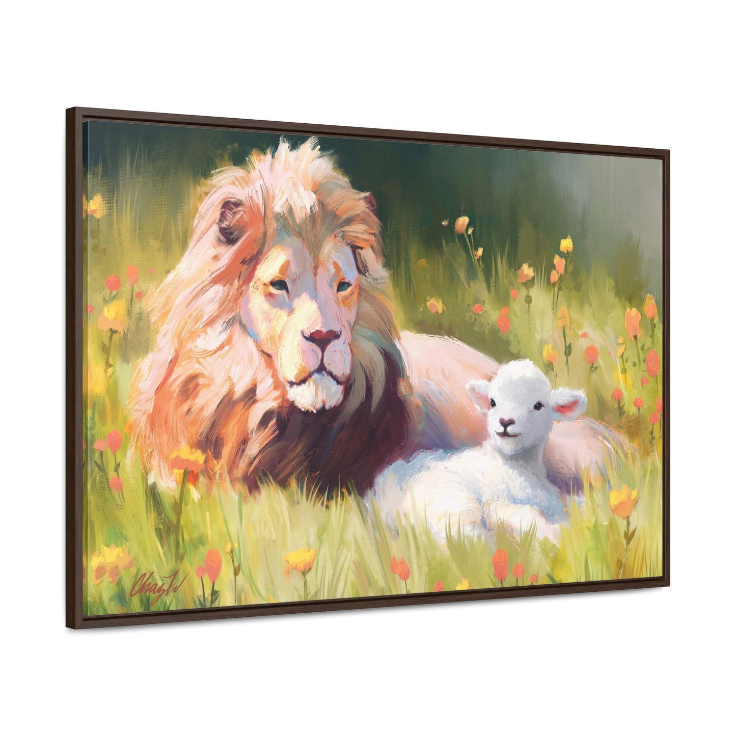 Stretched Canvas Print in Wood Frame--The Lamb and the Lion, by Chaz Walgamott