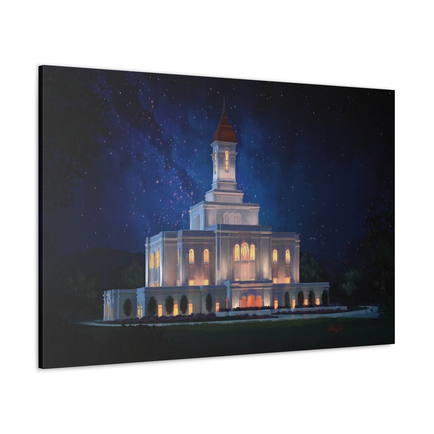 Canvas Gallery Wrap--Deseret Peak Temple--Night Sky, by Chaz Walgamott