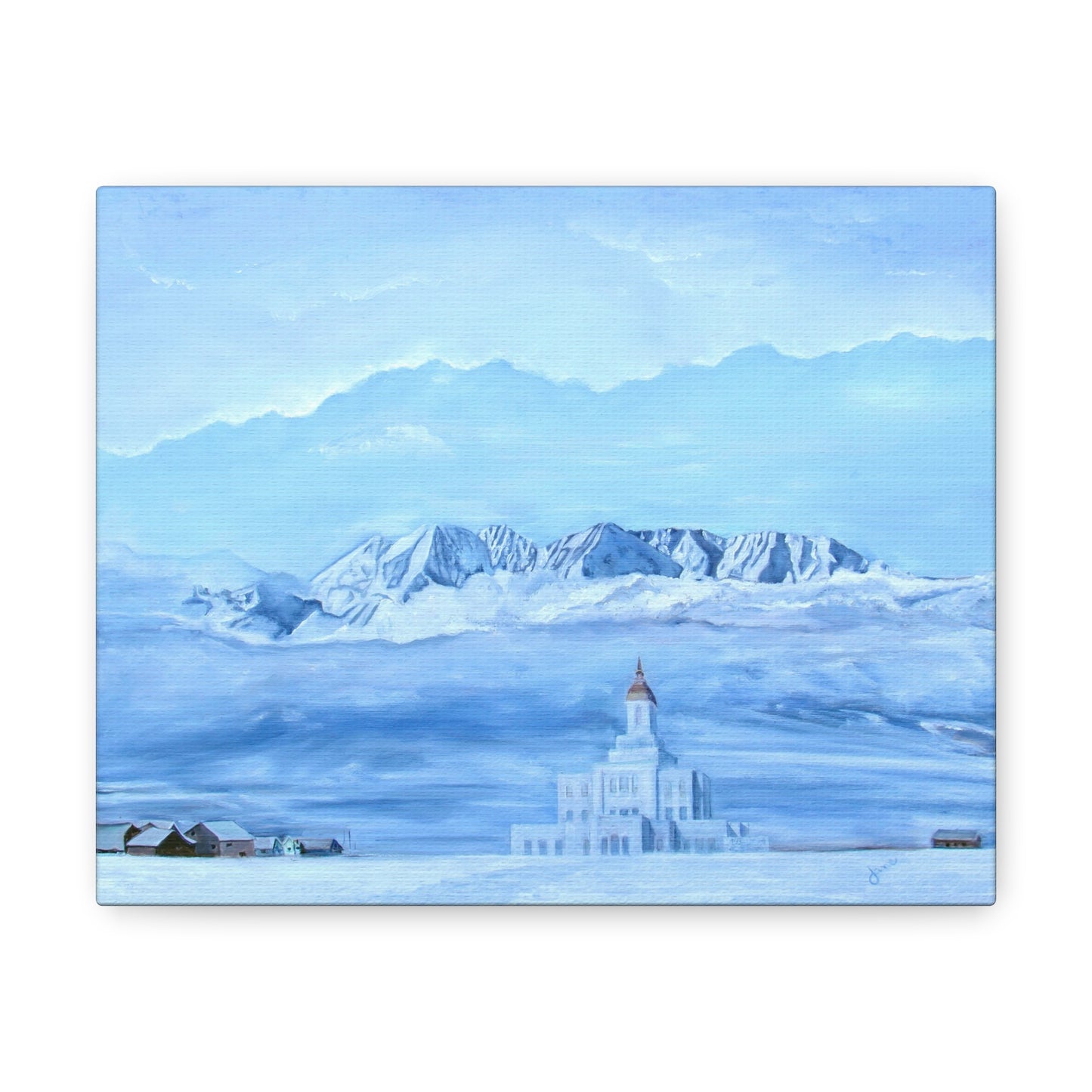 Canvas Gallery Wrap--Deseret Peak Temple--Hope in the Bleak of Winter, by Jane Autry