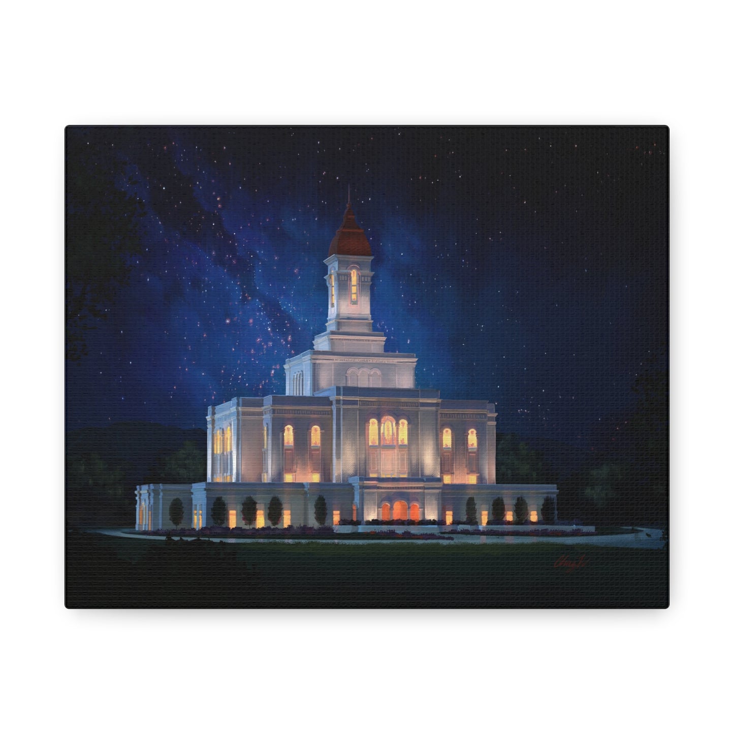 Canvas Gallery Wrap--Deseret Peak Temple--Night Sky, by Chaz Walgamott