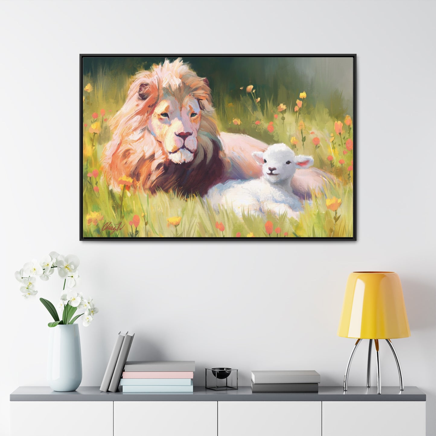 Stretched Canvas Print in Wood Frame--The Lamb and the Lion, by Chaz Walgamott