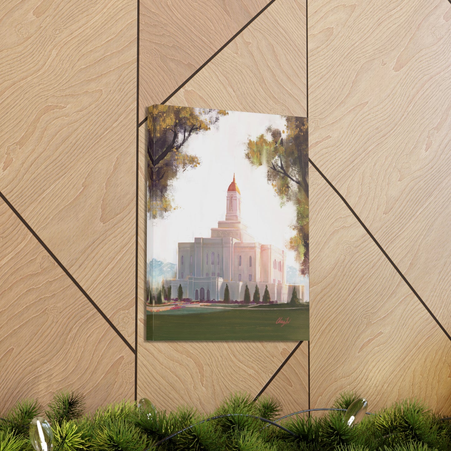 Canvas Gallery Wrap--Deseret Peak Temple--Golden, by Chaz Walgamott