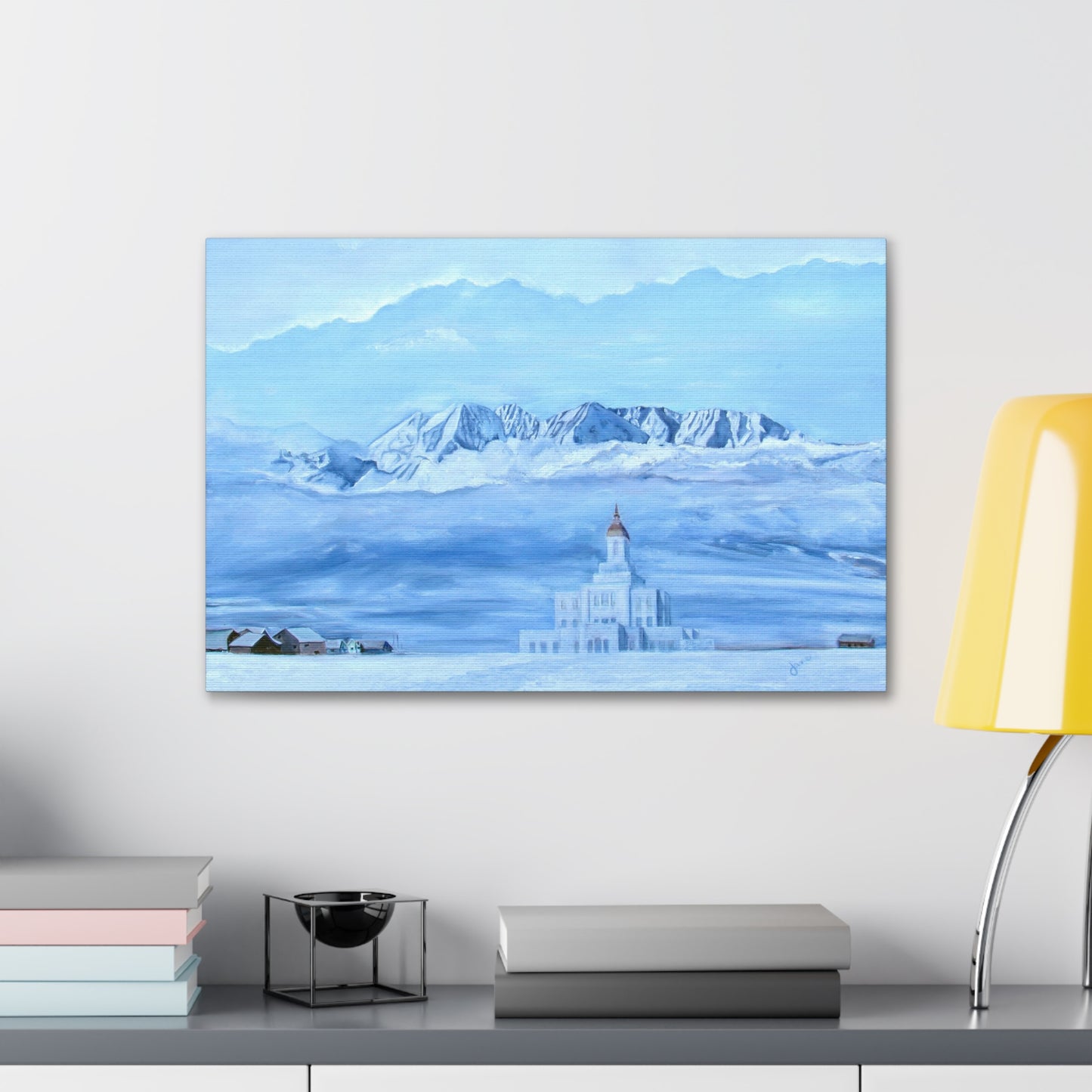 Canvas Gallery Wrap--Deseret Peak Temple--Hope in the Bleak of Winter, by Jane Autry