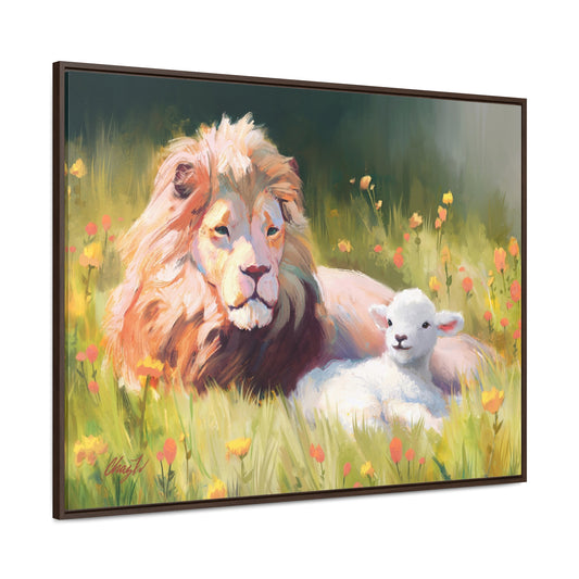 Stretched Canvas Print in Wood Frame--The Lamb and the Lion, by Chaz Walgamott