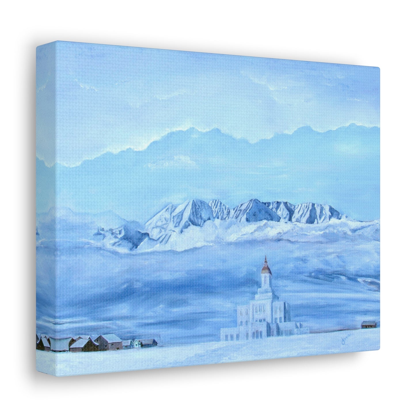 Canvas Gallery Wrap--Deseret Peak Temple--Hope in the Bleak of Winter, by Jane Autry