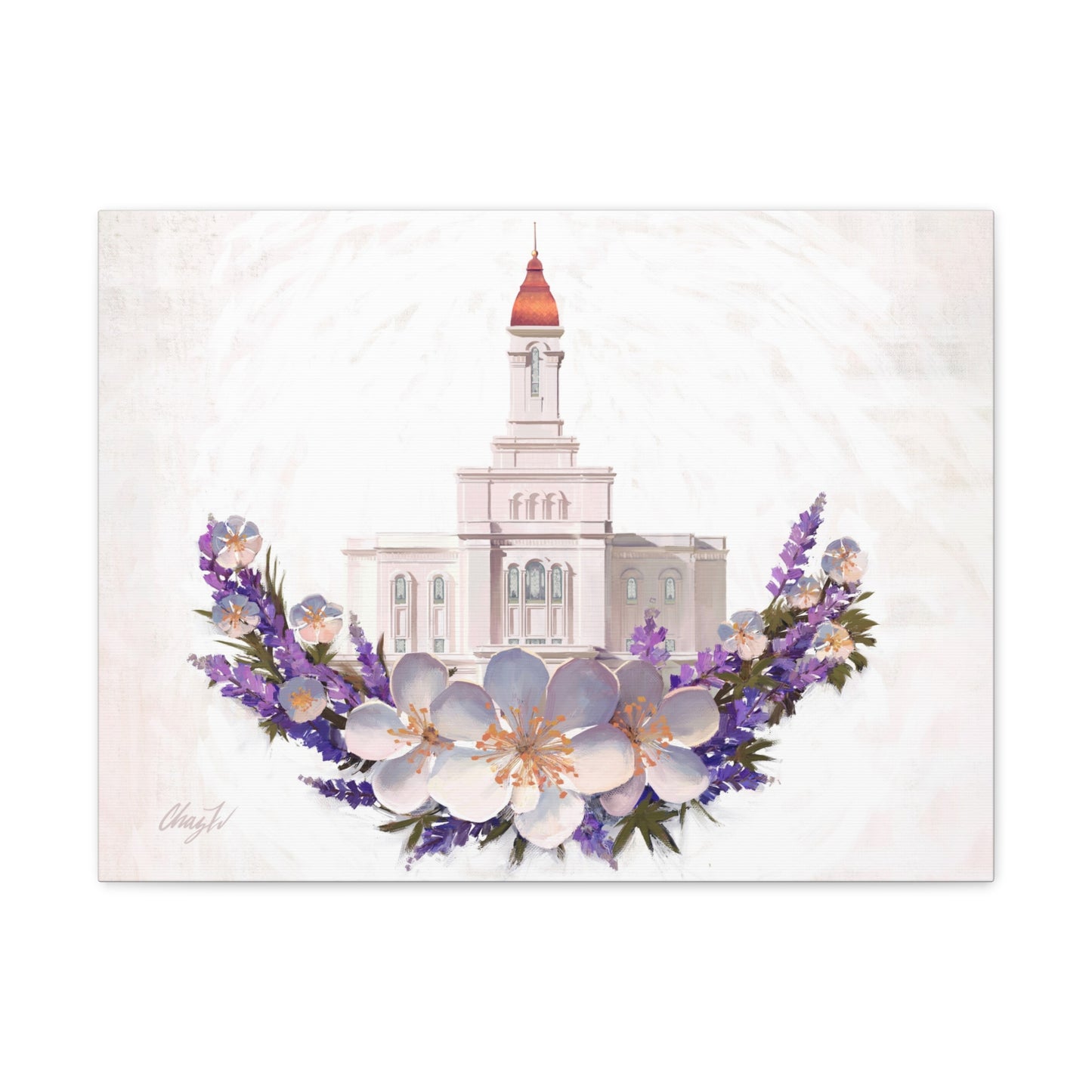 Canvas Gallery Wrap--Deseret Peak Temple--Floral Wreath, by Chaz Walgamott