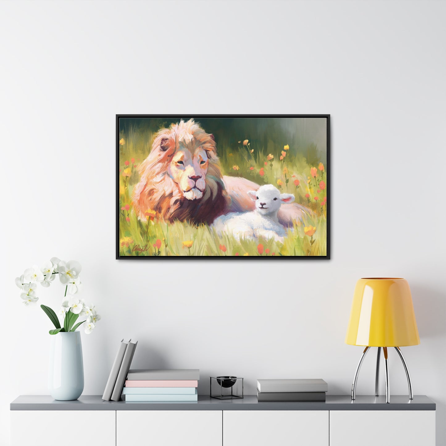 Stretched Canvas Print in Wood Frame--The Lamb and the Lion, by Chaz Walgamott