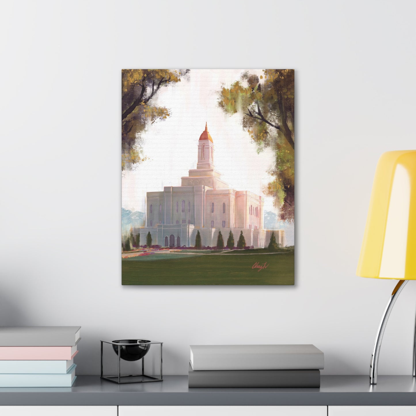 Canvas Gallery Wrap--Deseret Peak Temple--Golden, by Chaz Walgamott