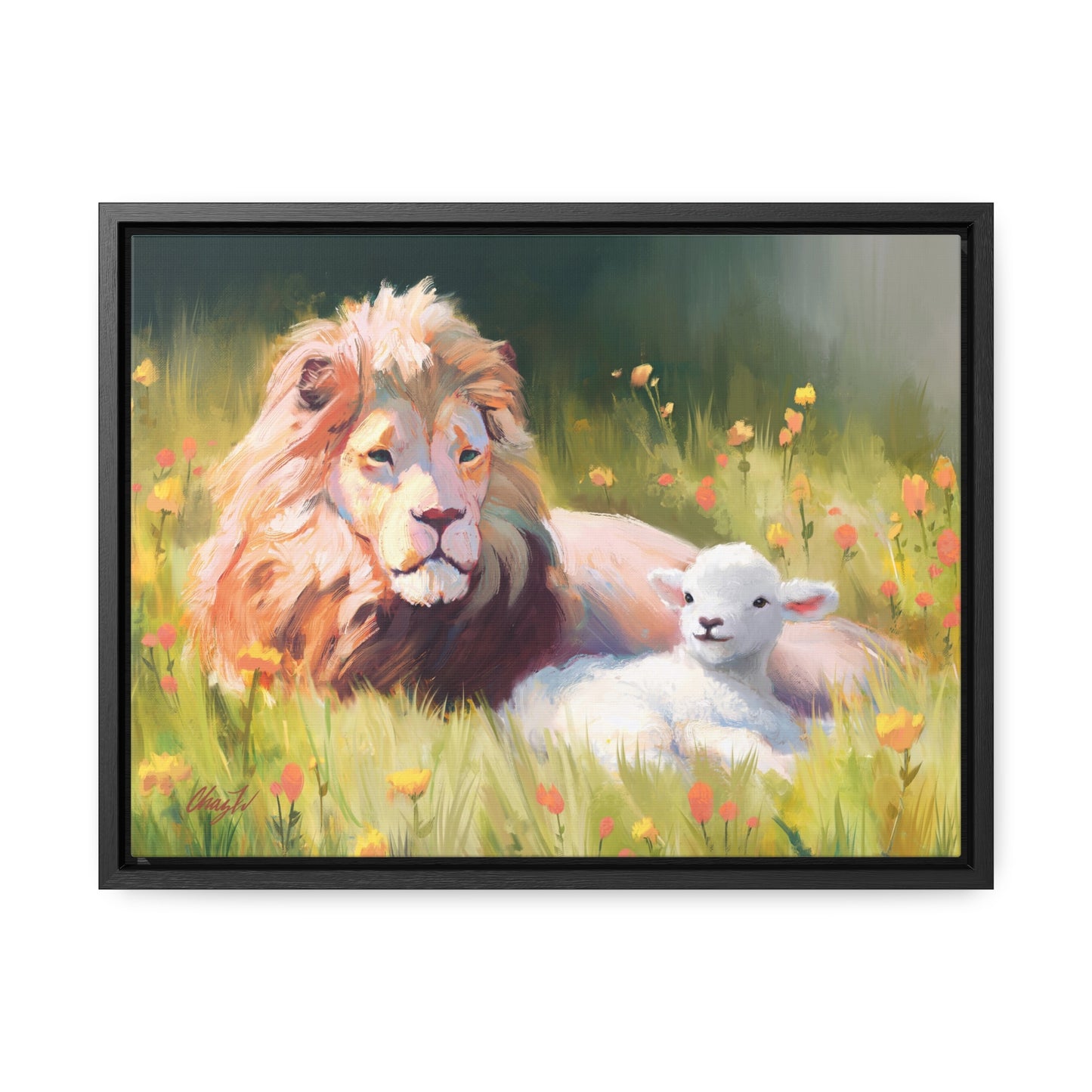 Stretched Canvas Print in Wood Frame--The Lamb and the Lion, by Chaz Walgamott