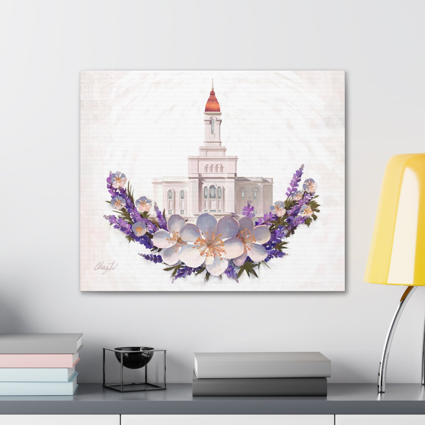 Canvas Gallery Wrap--Deseret Peak Temple--Floral Wreath, by Chaz Walgamott