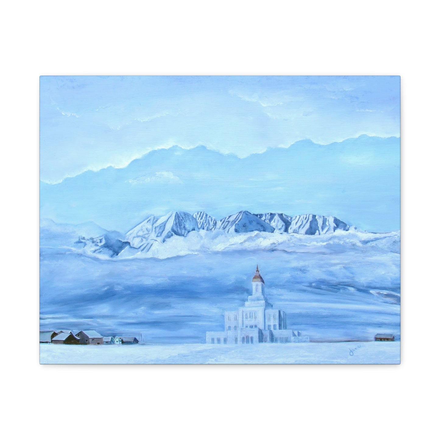 Canvas Gallery Wrap--Deseret Peak Temple--Hope in the Bleak of Winter, by Jane Autry