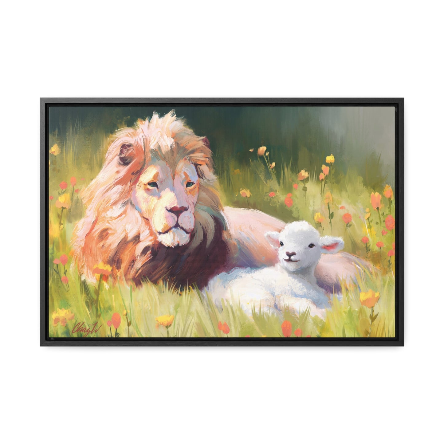 Stretched Canvas Print in Wood Frame--The Lamb and the Lion, by Chaz Walgamott