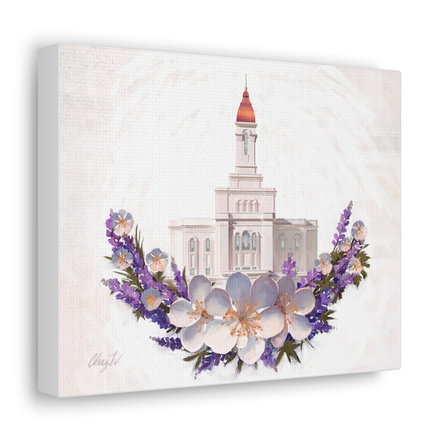 Canvas Gallery Wrap--Deseret Peak Temple--Floral Wreath, by Chaz Walgamott