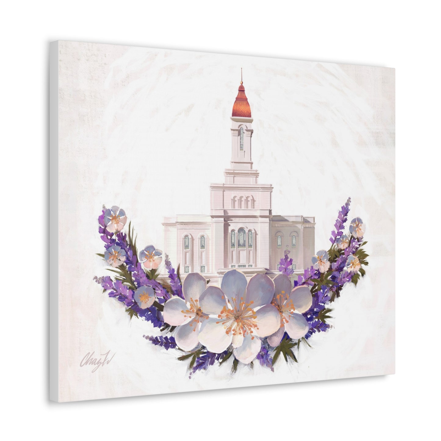 Canvas Gallery Wrap--Deseret Peak Temple--Floral Wreath, by Chaz Walgamott