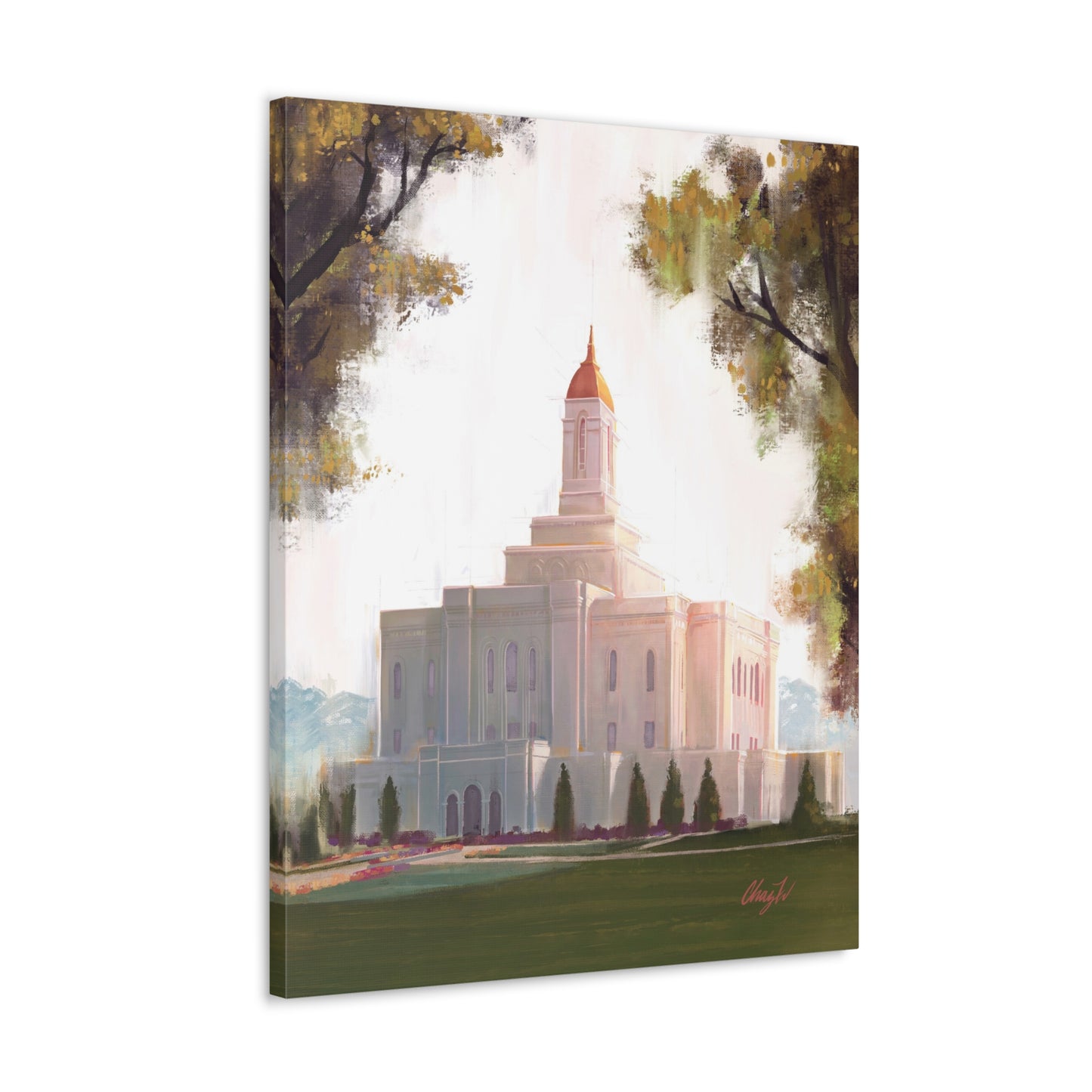 Canvas Gallery Wrap--Deseret Peak Temple--Golden, by Chaz Walgamott