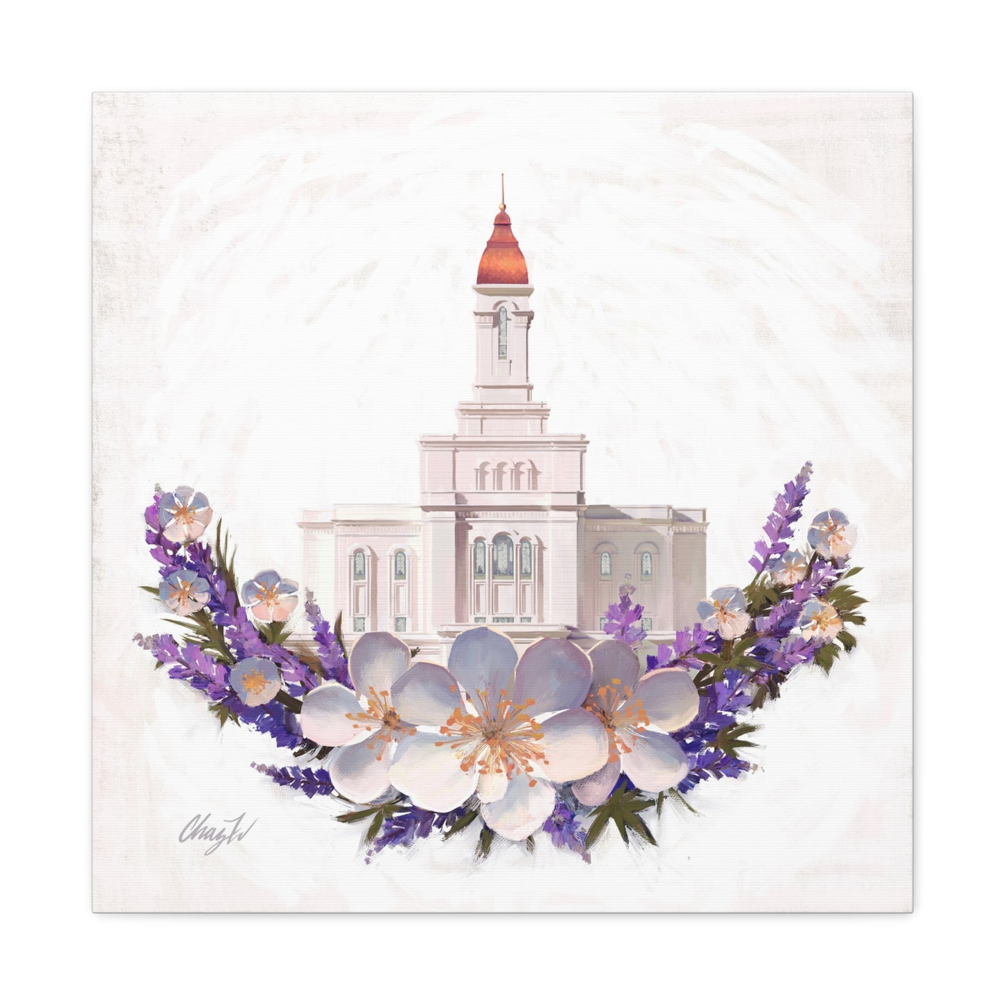 Canvas Gallery Wrap--Deseret Peak Temple--Floral Wreath, by Chaz Walgamott