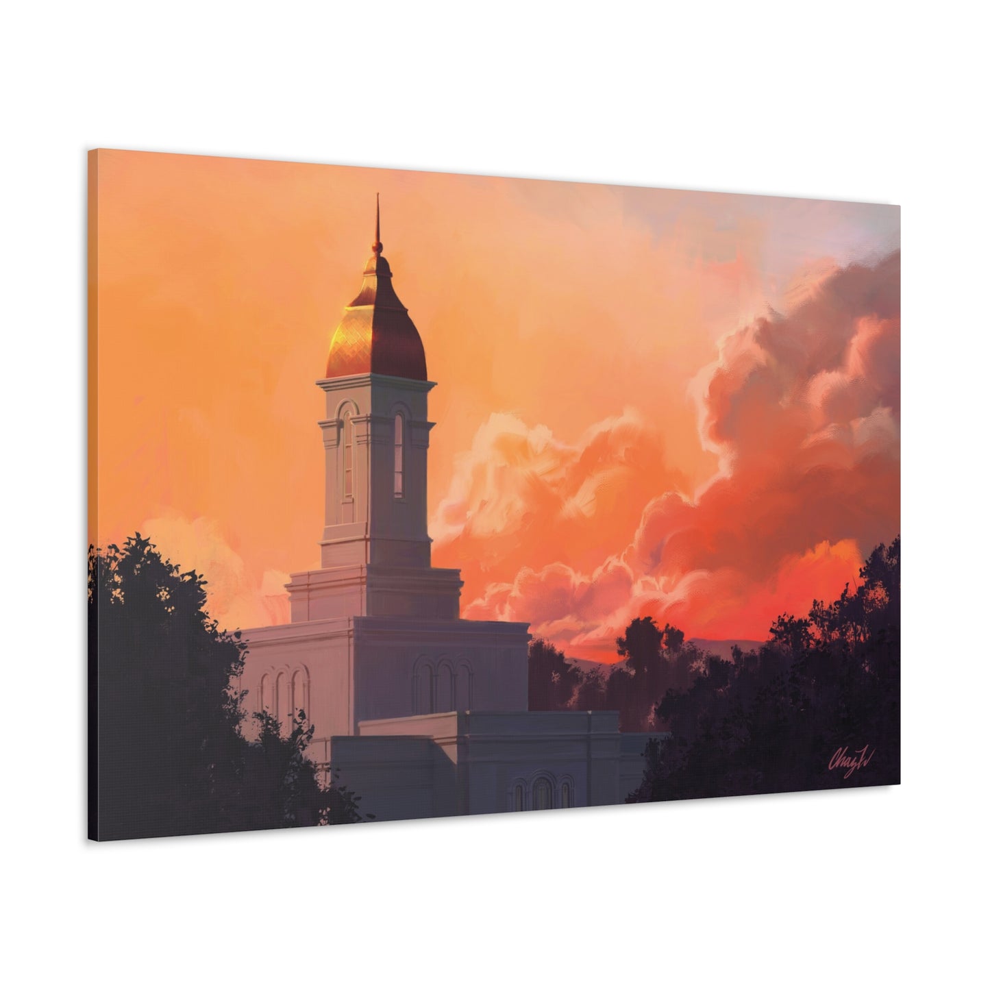 Canvas Gallery Wrap--Deseret Peak Temple--Sunset, by Chaz Walgamott