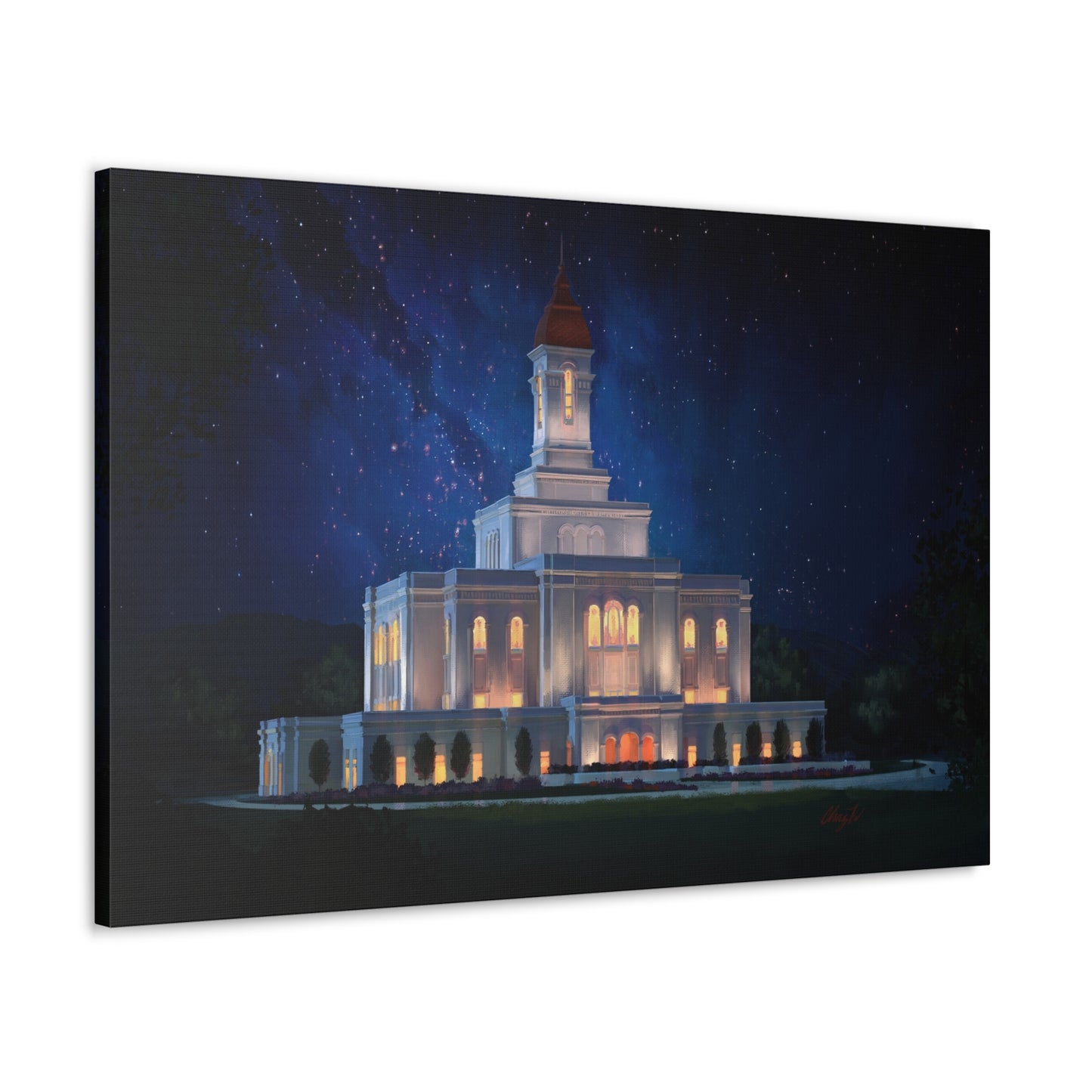 Canvas Gallery Wrap--Deseret Peak Temple--Night Sky, by Chaz Walgamott