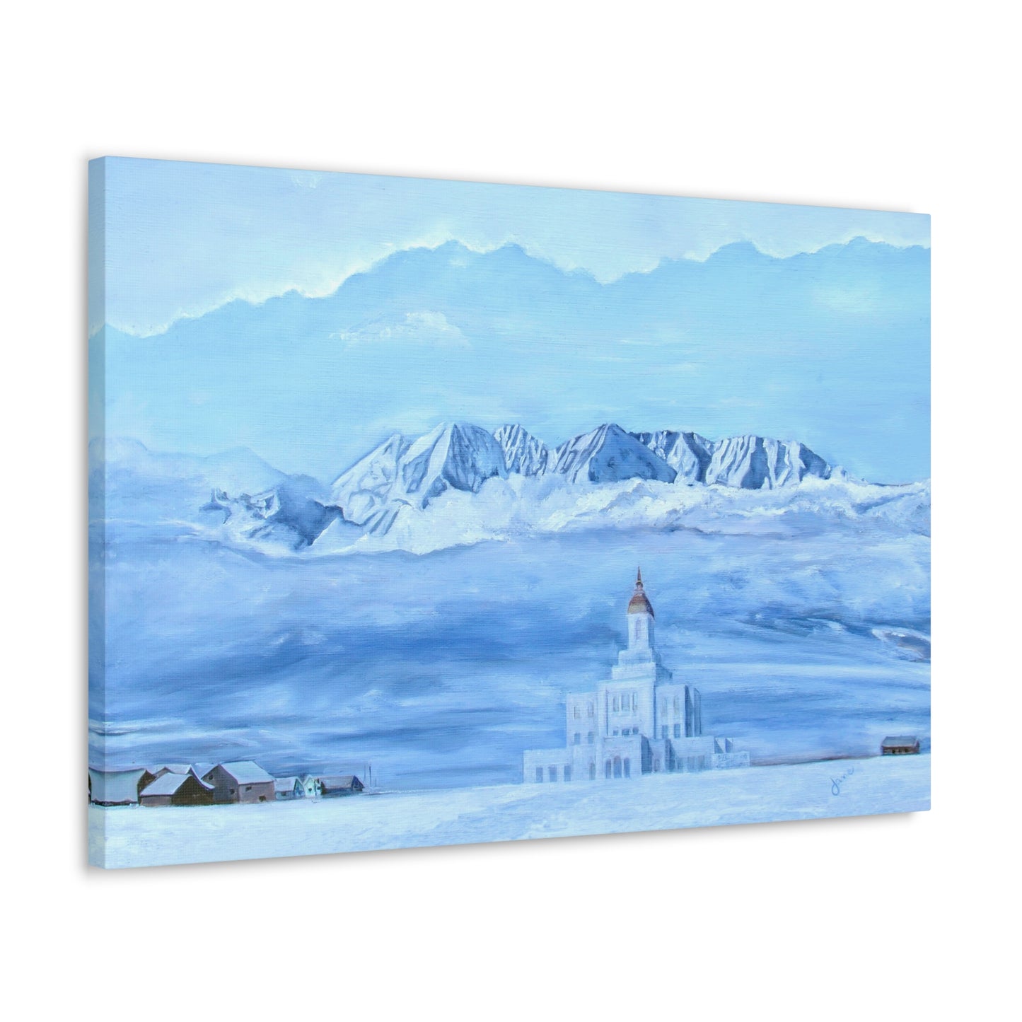 Canvas Gallery Wrap--Deseret Peak Temple--Hope in the Bleak of Winter, by Jane Autry