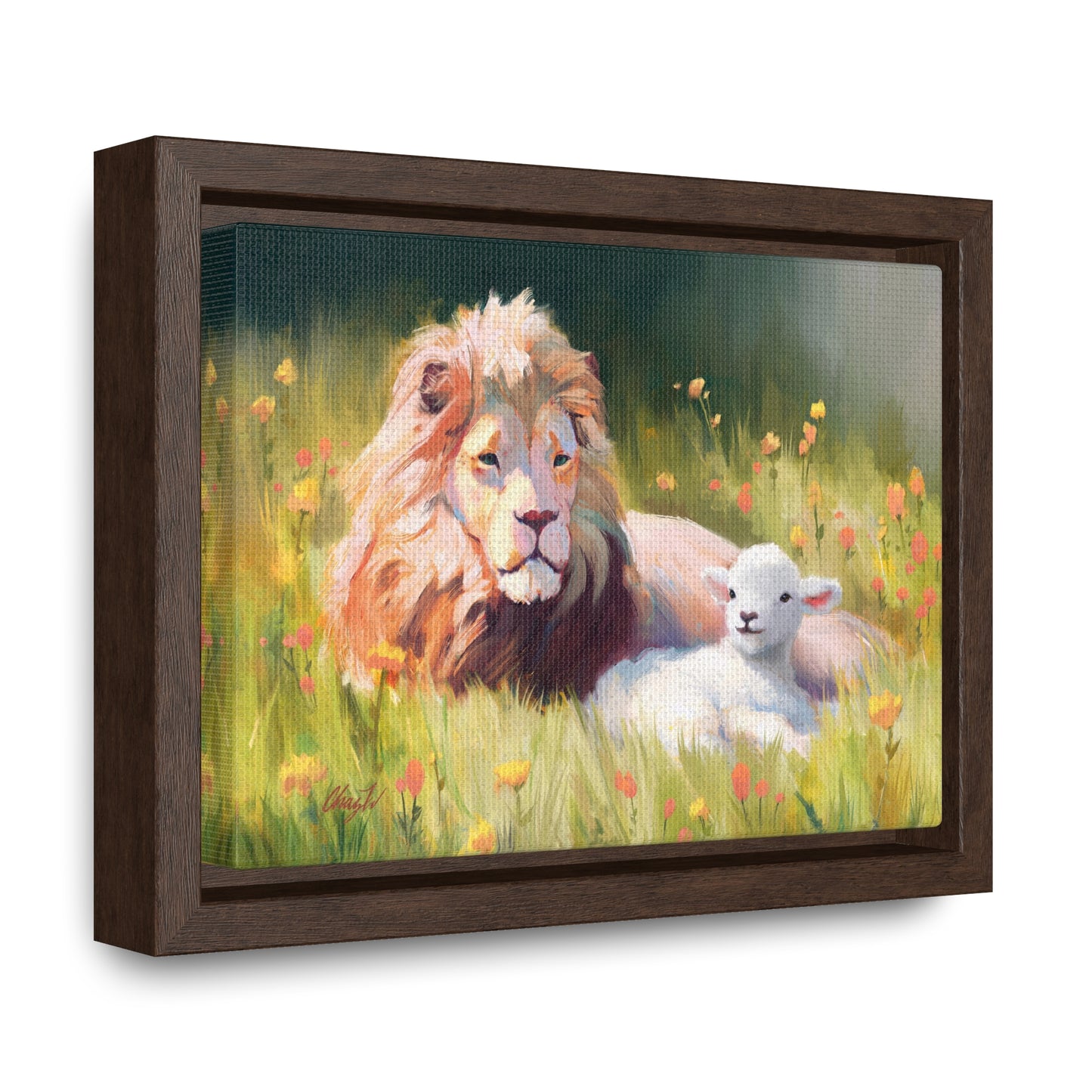 Stretched Canvas Print in Wood Frame--The Lamb and the Lion, by Chaz Walgamott