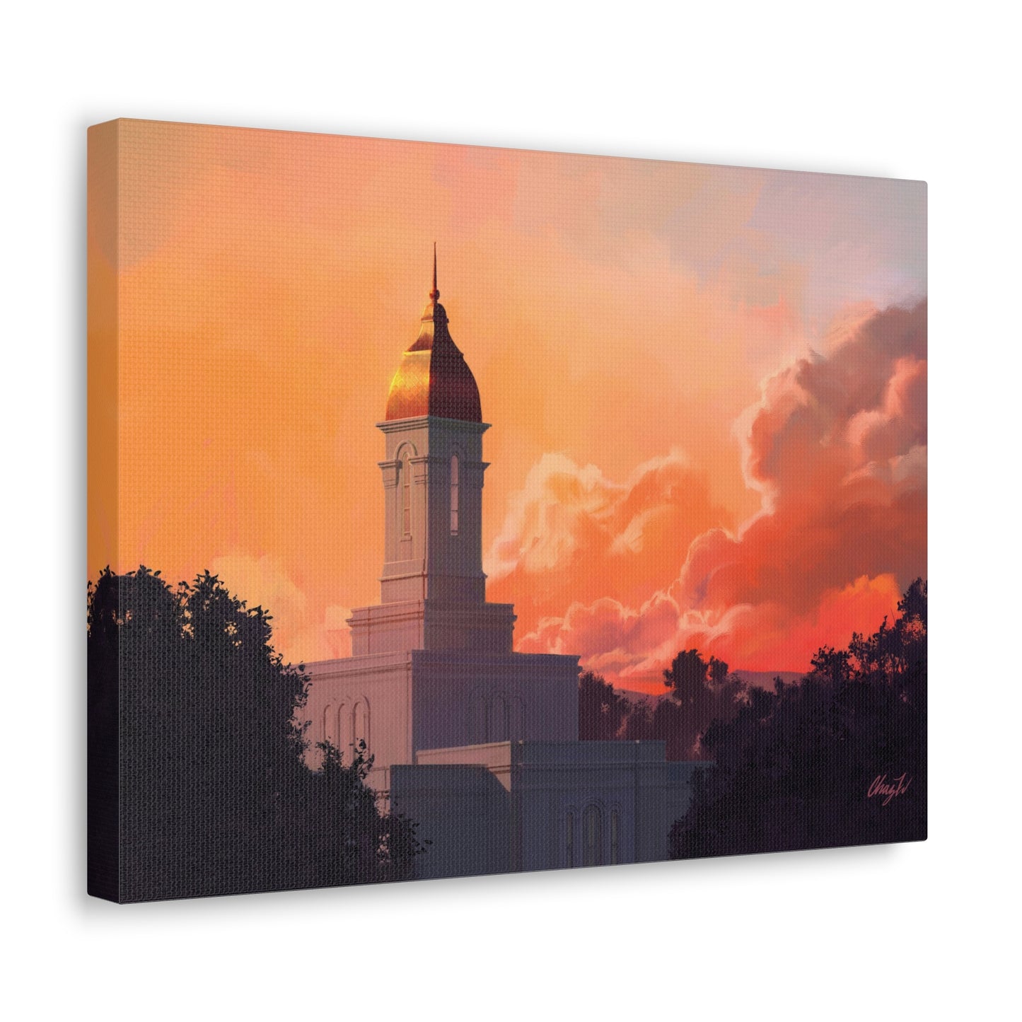 Canvas Gallery Wrap--Deseret Peak Temple--Sunset, by Chaz Walgamott