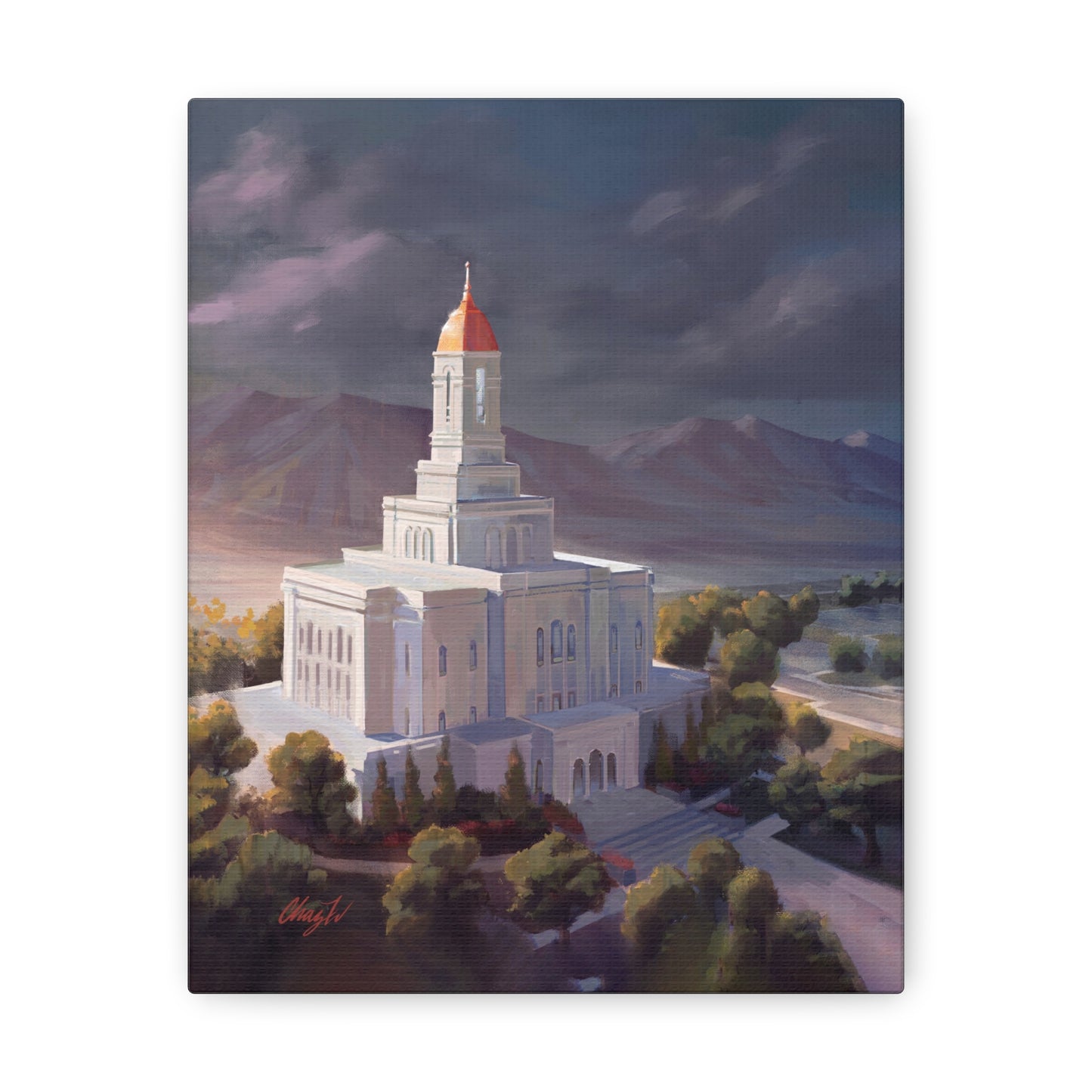 Canvas Gallery Wrap--Deseret Peak Temple--After the Storm, by Chaz Walgamott