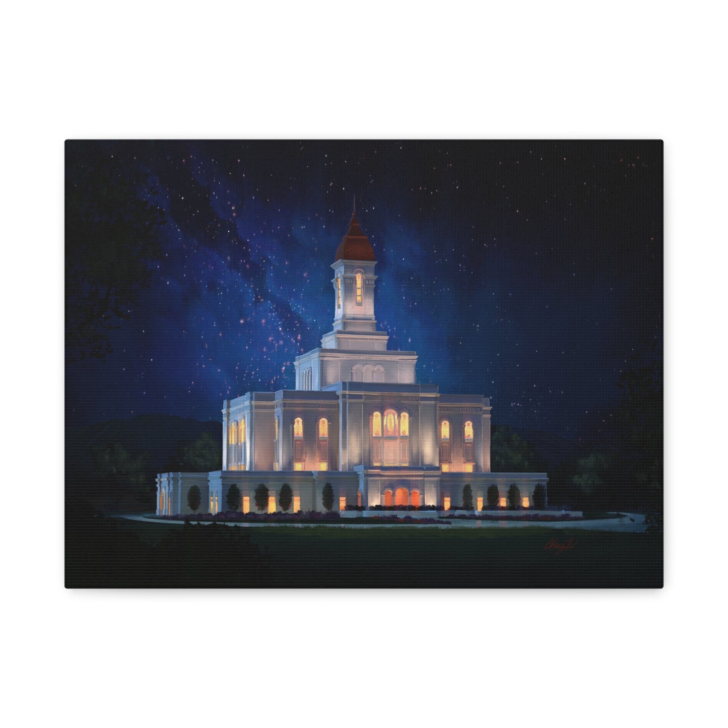 Canvas Gallery Wrap--Deseret Peak Temple--Night Sky, by Chaz Walgamott