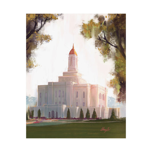 Premium Matte Paper Print, Deseret Peak Temple--Golden, by Chaz Walgamott