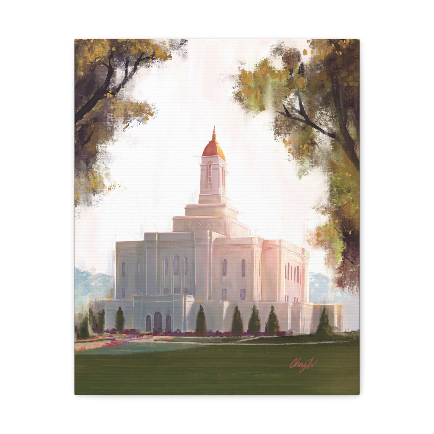 Canvas Gallery Wrap--Deseret Peak Temple--Golden, by Chaz Walgamott