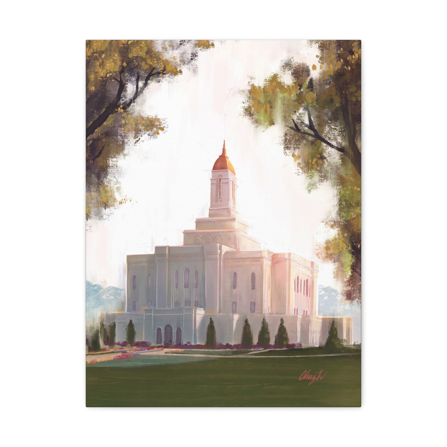 Canvas Gallery Wrap--Deseret Peak Temple--Golden, by Chaz Walgamott