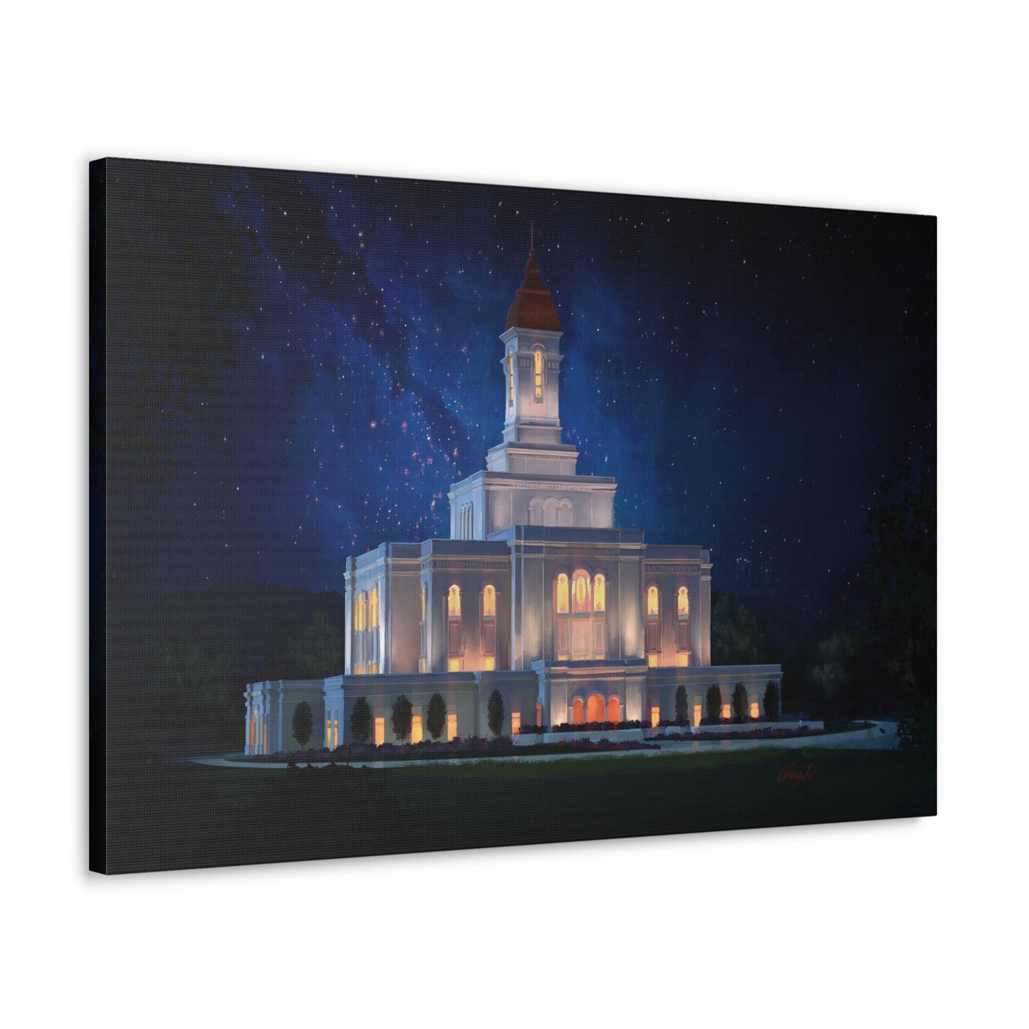 Canvas Gallery Wrap--Deseret Peak Temple--Night Sky, by Chaz Walgamott