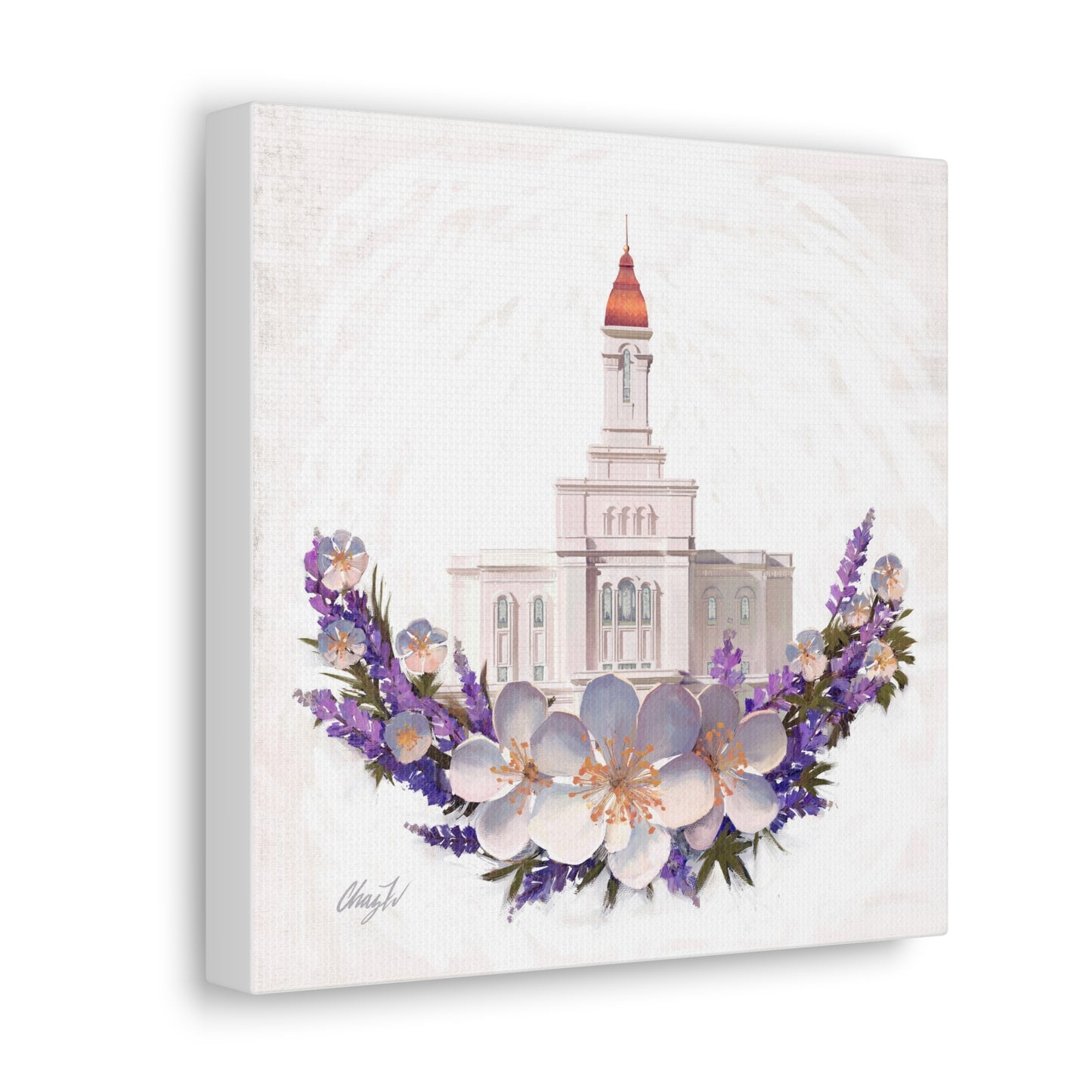 Canvas Gallery Wrap--Deseret Peak Temple--Floral Wreath, by Chaz Walgamott