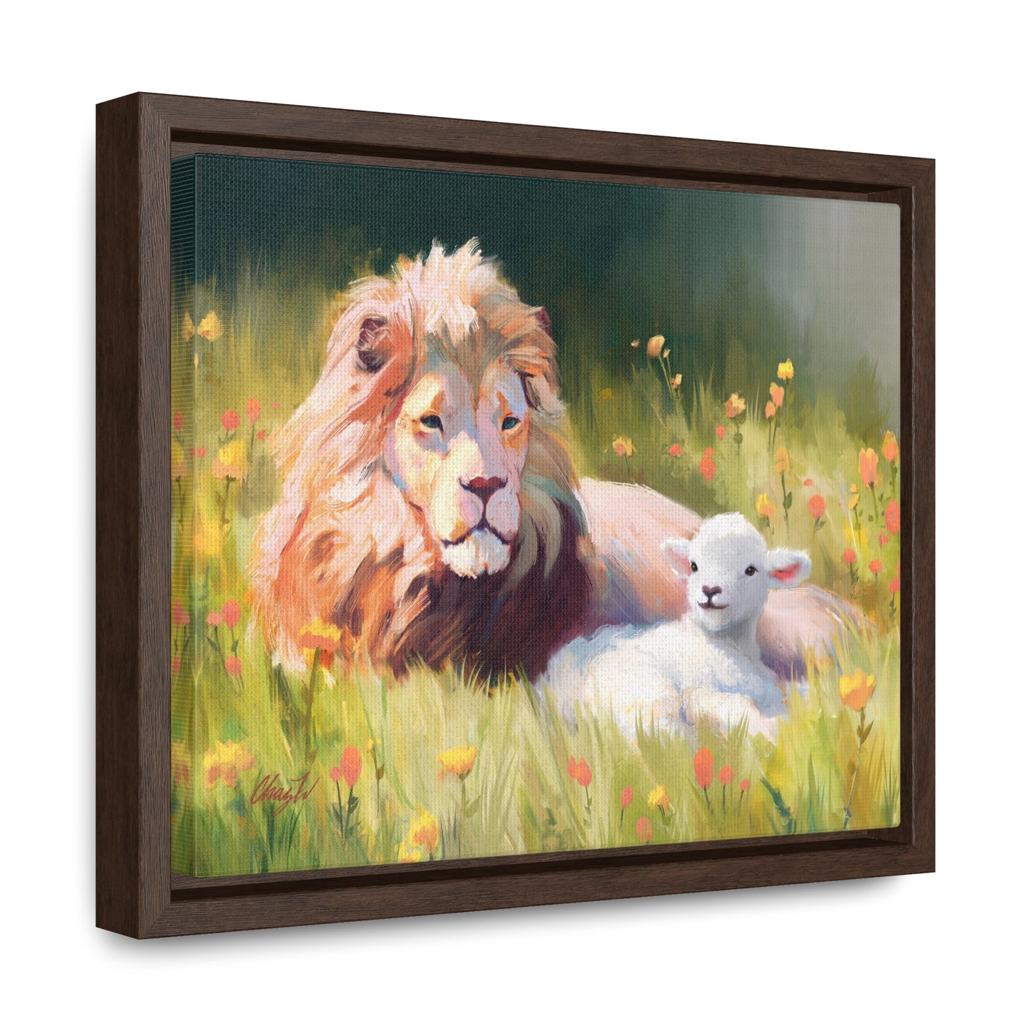 Stretched Canvas Print in Wood Frame--The Lamb and the Lion, by Chaz Walgamott