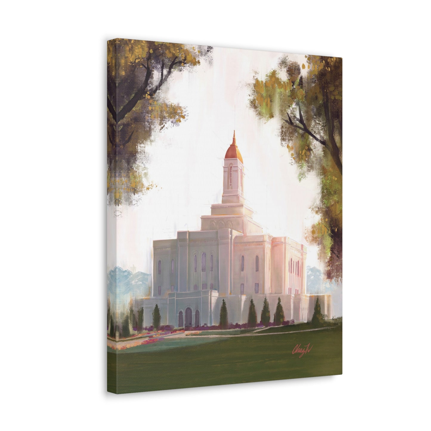 Canvas Gallery Wrap--Deseret Peak Temple--Golden, by Chaz Walgamott