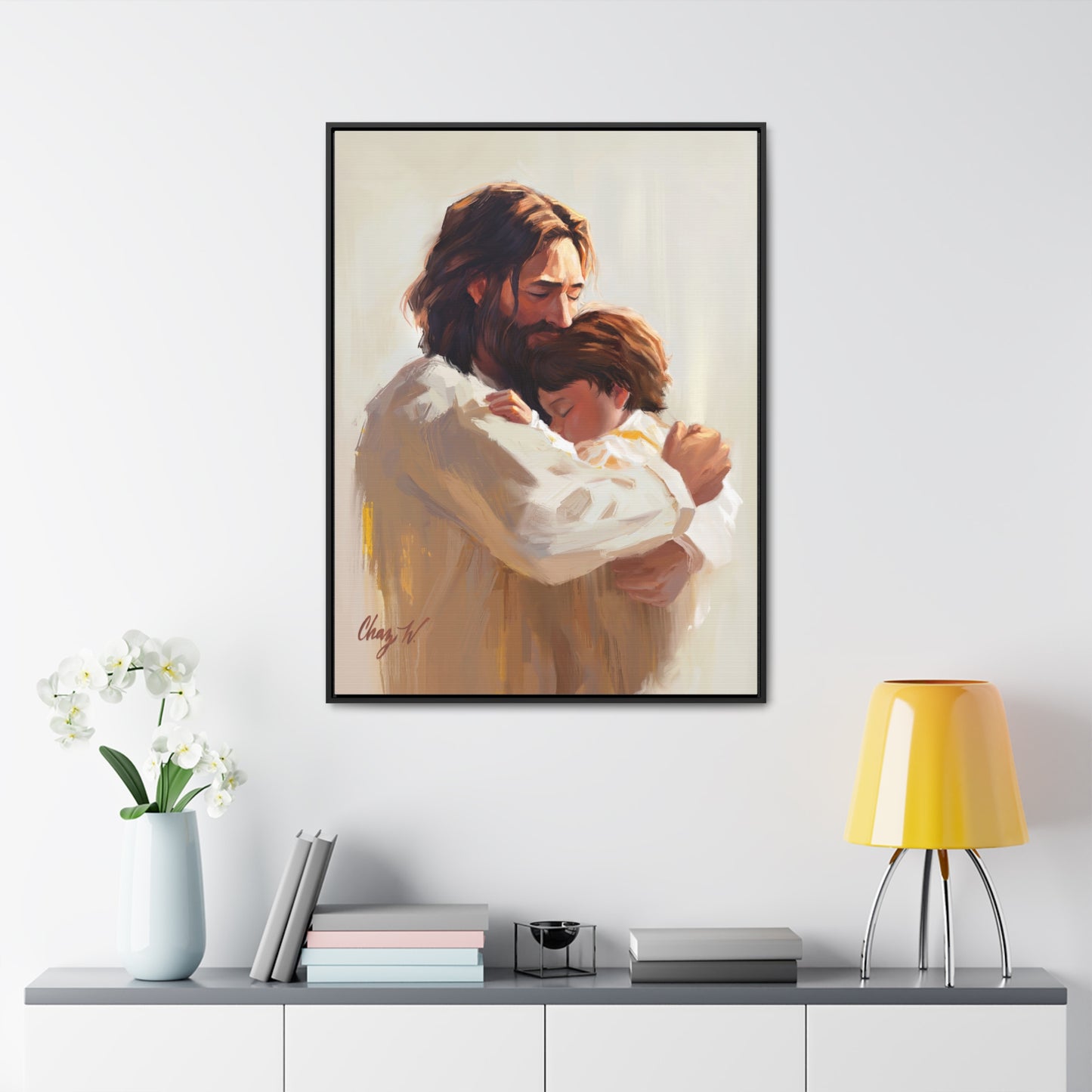 Framed canvas Wrap, Encircled in His Ever-Loving Arms, by Chaz Walgamott