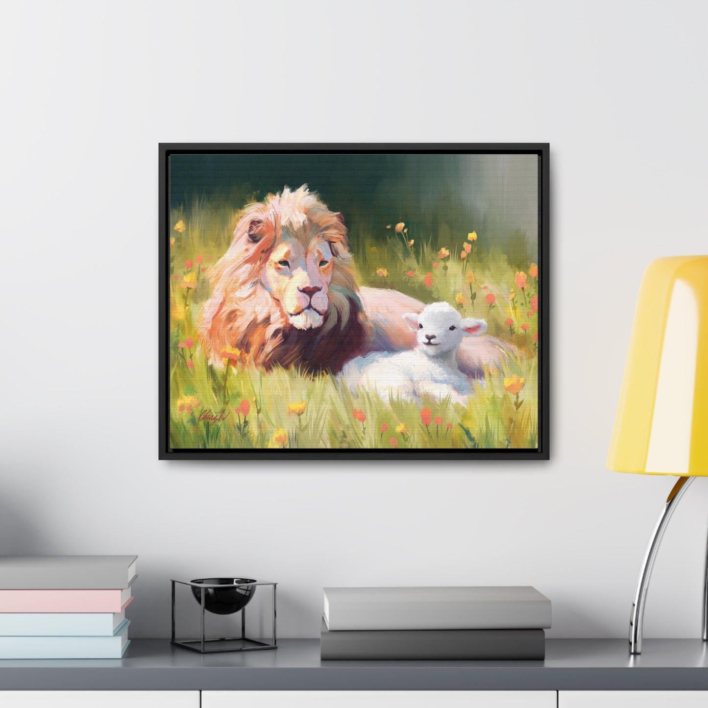 Stretched Canvas Print in Wood Frame--The Lamb and the Lion, by Chaz Walgamott