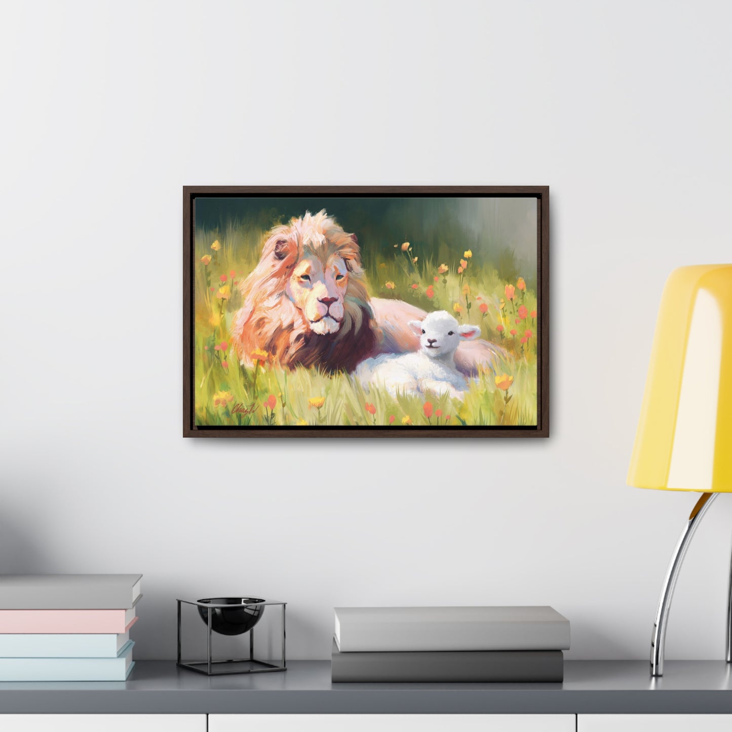 Stretched Canvas Print in Wood Frame--The Lamb and the Lion, by Chaz Walgamott