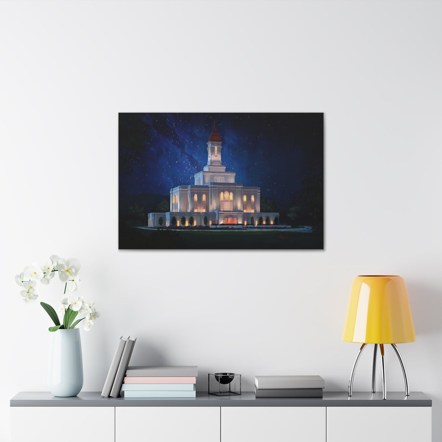 Canvas Gallery Wrap--Deseret Peak Temple--Night Sky, by Chaz Walgamott