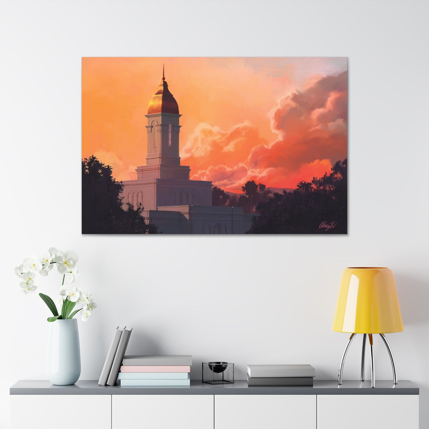 Canvas Gallery Wrap--Deseret Peak Temple--Sunset, by Chaz Walgamott