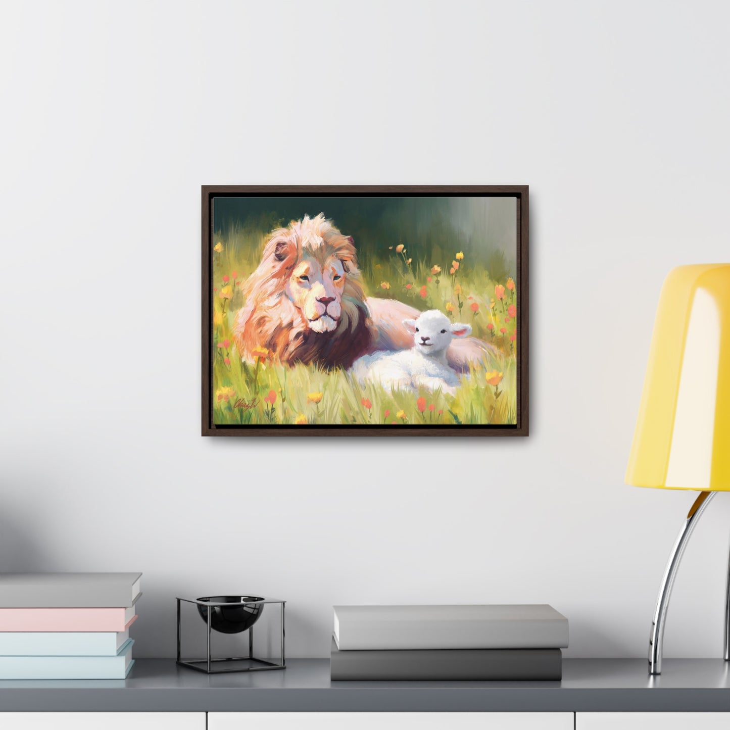 Stretched Canvas Print in Wood Frame--The Lamb and the Lion, by Chaz Walgamott