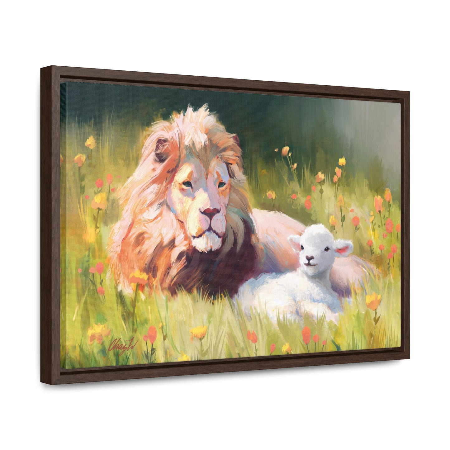 Stretched Canvas Print in Wood Frame--The Lamb and the Lion, by Chaz Walgamott